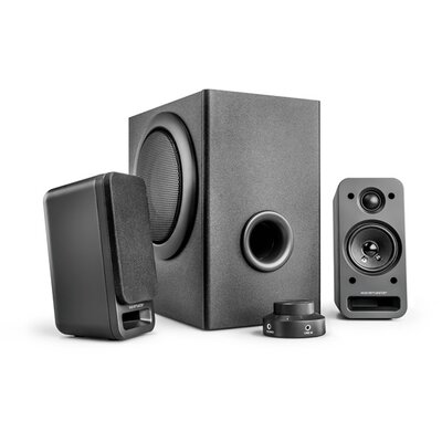 WaveMaster Hangszóró 2.1 - MX3+ (50W RMS, Fa mélynyomó, 3,5mm jack, RCA, Fekete)