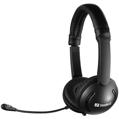 Sandberg Fejhallgató - MiniJack Chat Headset Saver (mikrofon; 3,5mm jack; hangerő szabályzó; 1,8m kábel; fekete)