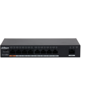 Dahua PoE switch - PFS3009-8ET1GT-96 (1x 10/100 (HighPoE/PoE+/PoE) + 7x 10/100(PoE) + 1x 10/100/1000 uplink, 96W)