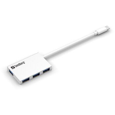 Sandberg USB Hub - USB-C to 4xUSB3.0 Pocket Hub (ezüst; USB-C bemenet; 4port USB3.0 kimenet, aluminium)