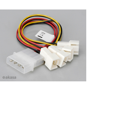 Akasa 4pin Molex - 4x 3pin ventilátor kábel - 15cm - AK-CB001