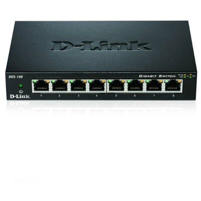 D-LINK Switch 8x1000Mbps Fémházas Asztali, DGS-108/E