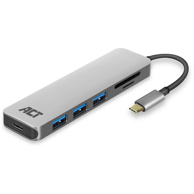 ACT AC7050 USB-C Hub 3 port with CardReader Grey