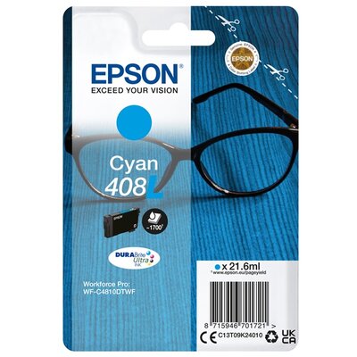 EPSON Patron Singlepack Cyan 408L DURABrite Ultra Ink (C13T09K24010)