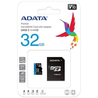 ADATA MicroSD kártya - 32GB microSDXC UHS-I Class10 A1 (R/W: 100/20 MB/s) + adapter