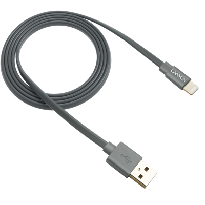 CANYON Töltőkábel, USB - LTG, 1m, szürke - CNS-MFIC2DG