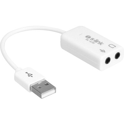 S-Link Átalakító - SL-U70 (USB hangkártya konverter, Bemenet: USB-A, Kimenet: 2x 3,5mm Jack)