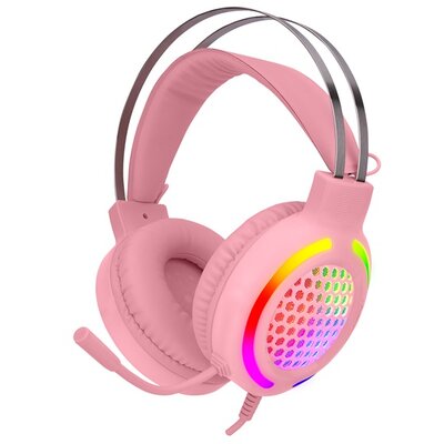 Snopy Fejhallgató - SN-GX82 PINKY (mikrofon, 3.5mm jack, hangerőszabályzó, nagy-párnás, 2m kábel, pink)