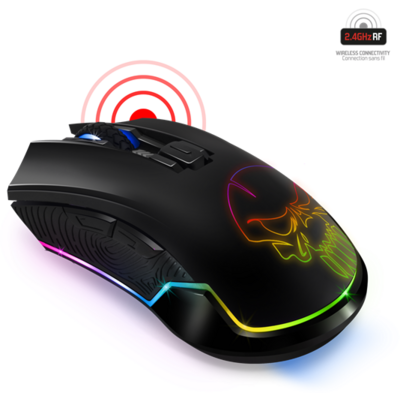 Spirit of Gamer Egér Vezeték nélküli - ELITE-M20 Wireless (4800DPI, 1000Hz, 6 gomb, Omron, harisnyázott kábel, fekete)