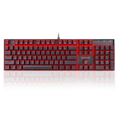 Redragon Mitra Red Backlit Mechanical Keyboard Blue Switches Black HU