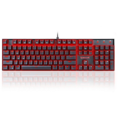 Redragon Mitra Red Backlit Mechanical Keyboard Brown Switches Black HU