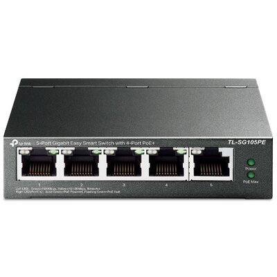 TP-Link Switch PoE - TL-SG105PE (5 port 1000Mbps; 5 af/at PoE+ port; 65W)