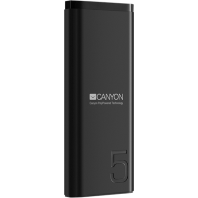 CANYON Powerbank, 5000mAh, USB-C/microUSB Input, 1xUSB Output, 5V-2,1A, fekete - CNE-CPB05B