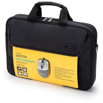 DICOTA Notebook táska egérrel D30805-V1, Value Toploading Kit-bag 15.6" with mouse including, Black
