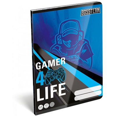 Lizzy Bossteam Gamer 4Life 22969101 FSC A5 40 lapos tűzött kockás füzet
