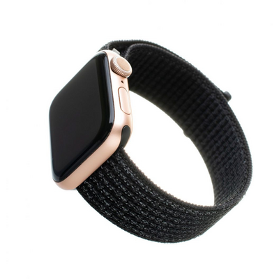 FIXED Nylon Strap Apple Watch 42/44/45mm, reflective Fekete