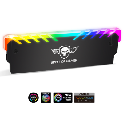 Spirit of Gamer Memória Hűtő - HEATSINK RGB MEMORY (RGB, aluminium, fekete)