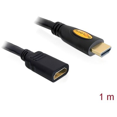 Delock kábel - 83079 (magas sebességű HDMI hosszabbító kábel, Ethernettel, A apa / anya, 1 m)