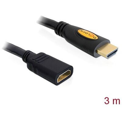 Delock kábel - 83081 (magas sebességű HDMI hosszabbító kábel, Ethernettel, A apa / anya, 3 m)