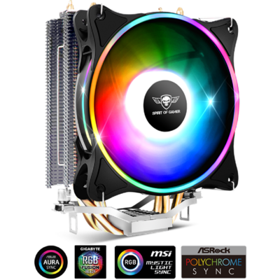 Spirit of Gamer CPU Cooler - CPU AIRCOOLER 120 MM ARGB (27dB; 2500 RPM; 1x12cm; aluminium/réz)