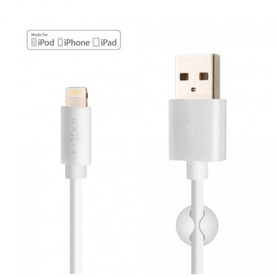 FIXED Data and charging cable with USB/Lightning connectors, 1 meter, MFI certified, 20W Fehér