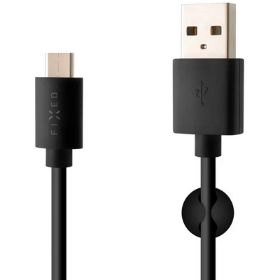 FIXED Data and charging cable with USB/USB-C connectors, USB 2.0, 1 meter, 20W Fekete
