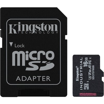 Kingston 16GB microSDHC Class 10 CL10 U3 V30 A1 Industrial + adapterrel