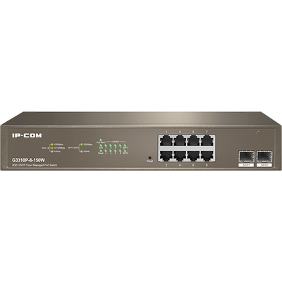 IP-COM Switch Vezérelhető PoE - G3310P-8-150W (8x1Gbps; 2x SFP; 8 af/at PoE+ port; 130W, Rackbe szerelhető)