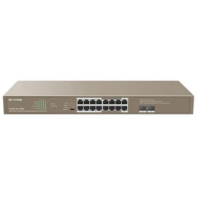 IP-COM Switch PoE - G1118P-16-250W (16x1Gbps; 2x SFP; 16 af/at PoE+ port; 230W, Rackbe szerelhető)