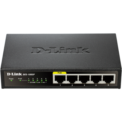 D-LINK Switch 5x100Mbps (4xPOE) Fémházas Asztali, DES-1005P