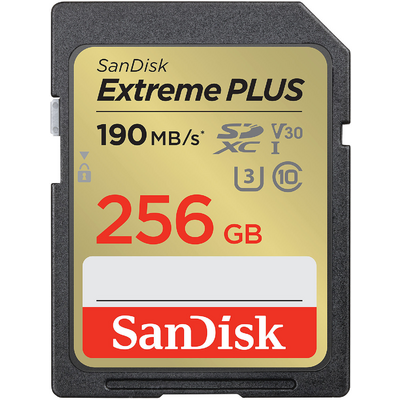 Sandisk EXTREME PLUS 256GB SDXC MEMORY CARD 190MB/S 130MB/S UHS-I CL 10