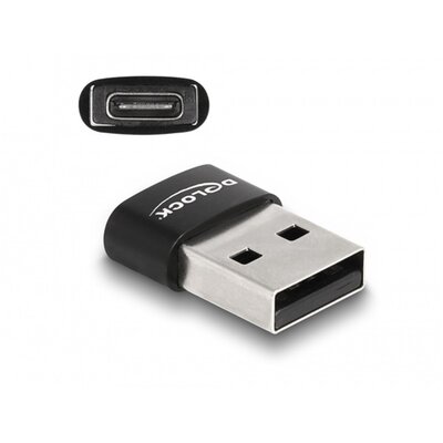 Delock adapter - 60002 (USB2.0, A-típusú USB apa - USB Type-C anya, Fekete)