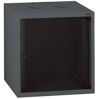 Legrand Rackszekrény - 19" fali kivitel (18U, 890x600x600, antracit, egyrekeszes, üvegajtós, készre szerelt, max. 54 kg)