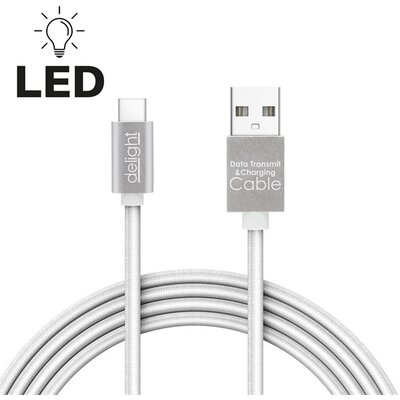 Delight kábel - USB Type-C töltőkábel, 1m, fehér