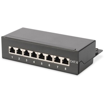 DIGITUS CAT6 8port asztali fekete árnyékolt patch panel