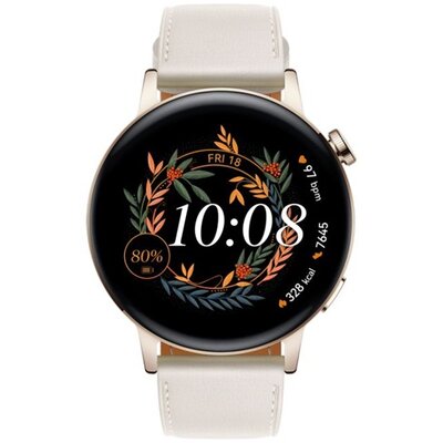 Huawei Watch GT 3 (42mm) bőr pántos fehér okosóra