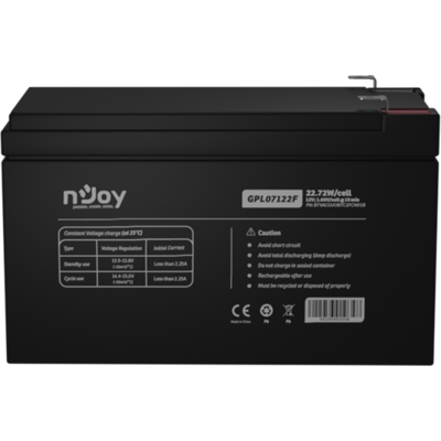 APC (NJOY) GPL07122F Akkumulátor 12V, 22.72W, gondozásmentes T2/F2