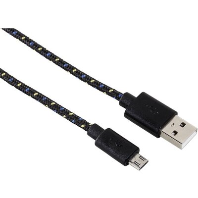 Hama micro USB - USB A 1m fekete szövet adatkábel