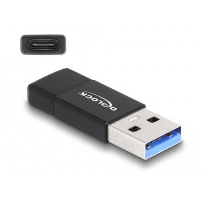Delock adapter - 60001 (USB 3.2 Gen 2 A-típusú USB apa - USB Type-C anya, Fekete)