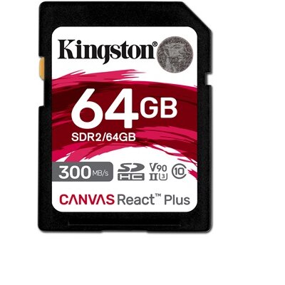 Kingston 64GB SD Canvas React Plus (SDXC Class 10 UHS-II U3) (SDR2/64GB) memóriakártya