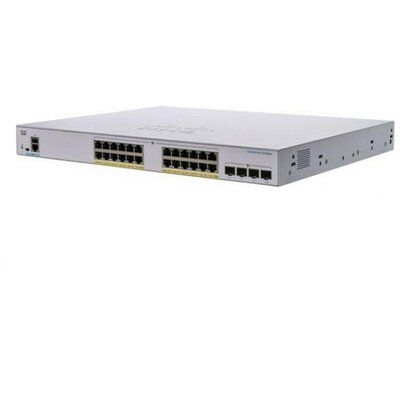 CISCO Switch 24x1000Mbps (POE+) + 4x1000Mbps SFP, Fémházas Rackes, Menedzselhető - CBS250-24P-4G-EU