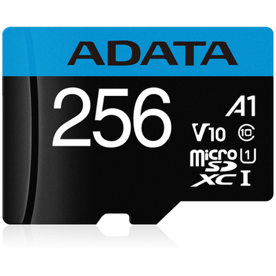 ADATA MicroSD kártya - 256GB microSDXC UHS-I Class10 A1 (R/W: 100/25 MB/s) + adapter