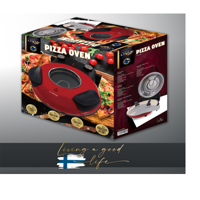 LIVIA LPU1200 elektromos pizzasütő 1200W, időkapcsoló: 15 perc, 5 teljesítmény fokozat, maximum 400°C, PAN pizza