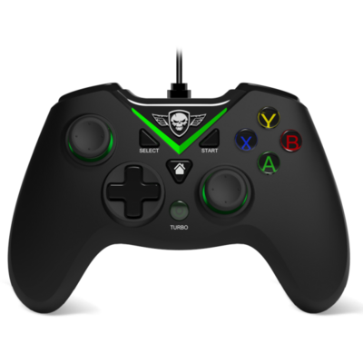 Spirit of Gamer Gamepad - PGX WIRED Green (USB, 1,8m kábel, Vibration, Xbox ONE és PC kompatibilis, fekete-zöld)