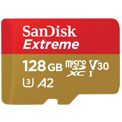 SANDISK MICROSD EXTREME KÁRTYA 128GB, 190/90 MB/s, A2 C10 V30 UHS-I U3