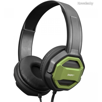 Snopy Fejhallgató - SN-101 BONNY (stereo, mikrofon, 3.5mm jack, hangerőszabályzó, 1m kábel, fekete-zöld)