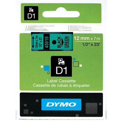 Dymo D1 12mmx7m fekete/zöld feliratozógép szalag