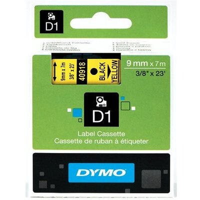 Dymo D1 9mmx7m sárga/fekete feliratozógép szalag