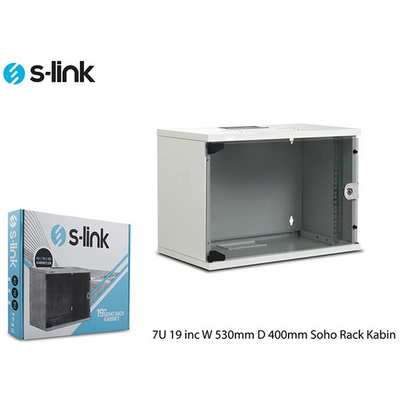 S-Link Rackszekrény - 7U 19" fali kivitel (530x400mm, Flatpack, szürke)