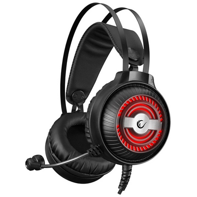 Rampage Fejhallgató - RM-K29 THUNDER (mikrofon, 3,5 mm Jack, hangerőszabályzó, nagy-párnás, fekete, RGB LED)